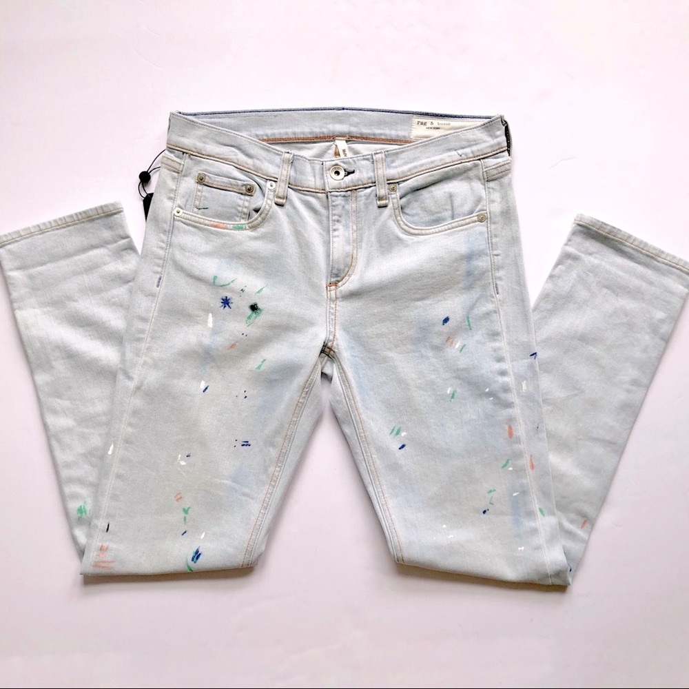 rag&bone NWT Dre Paint Splatter Skinny Jeans
